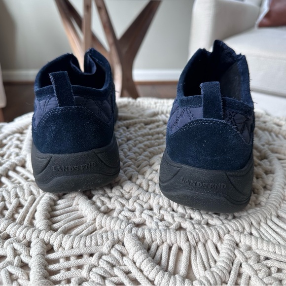 Lands End Quilted Suede Women’s Loafers Casual Zippered Slip On Dark Blue Sz 7B - Picture 5 of 7